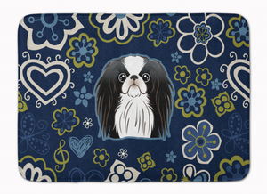 Blue Flowers Dog Art Machine Washable Memory Foam Mat - 638508642882