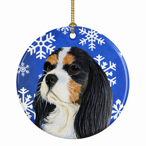 Dog and Winter Snowflakes Ceramic Ornament - 615872598717
