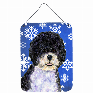 Winter Snowflakes Design with Dog Wall or Door Hanging Prints - 615872623594