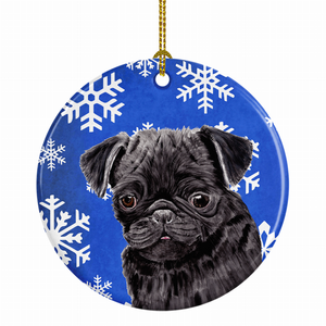Holiday Dog on Ceramic Ornament - 615872599875