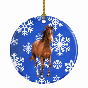 Animal on Christmas Snowflakes Ceramic Ornament - 615872852949