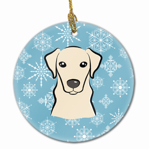 Snowflake Dog on Ceramic Ornament - 638508108807