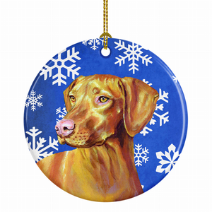 Dog and Winter Snowflakes Ceramic Ornament - 615872598724