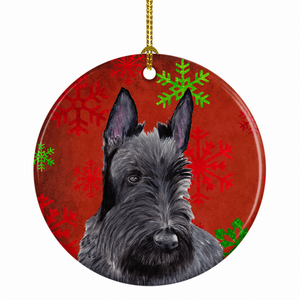 Holiday Dog on Ceramic Ornament - 615872599677