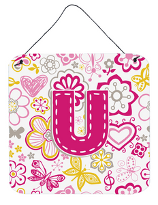 Flowers and Butterflies Monogram Letter Wall or Door Hanging Prints - 615872984473