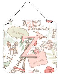 Monogram Letter Love in Paris Pink Wall or Door Hanging Prints - 615872983759