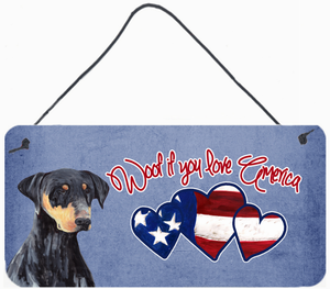 Woof If You Love America Dog Artwork Wall or Door Hanging Prints - 615872936793