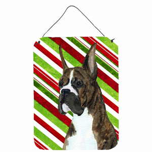 Candy Cane Holiday Christmas Design with Dog Wall or Door Hanging Prints - 615872623082