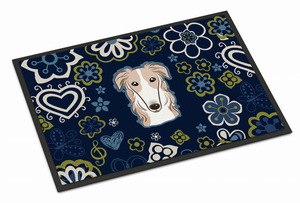 Blue Flowers Dog Art Indoor or Outdoor Mat - 638508609373