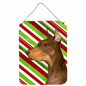 Candy Cane Holiday Christmas Design with Dog Wall or Door Hanging Prints - 615872622689
