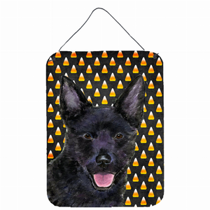 Candy Corn Halloween Design with Dog Wall or Door Hanging Prints - 615872616039