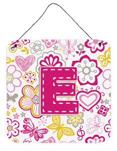 Flowers and Butterflies Monogram Letter Wall or Door Hanging Prints - 615872984312