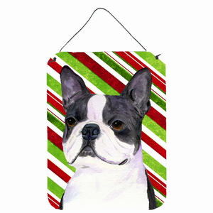 Candy Cane Holiday Christmas Design with Dog Wall or Door Hanging Prints - 615872623167