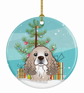 Christmas Tree and Dog on Ceramic Ornament - 652259327393