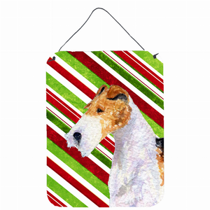 Candy Cane Holiday Christmas Design with Dog Wall or Door Hanging Prints - 615872622788