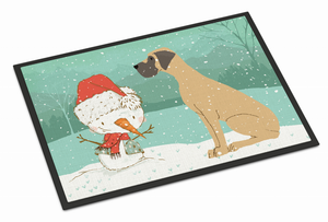 Dog and Snowman Christmas Indoor or Outdoor Mat - 652259278817