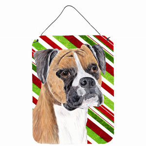 Candy Cane Holiday Christmas Design with Dog Wall or Door Hanging Prints - 615872621736