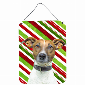 Candy Cane Holiday Christmas Design with Dog Wall or Door Hanging Prints - 615872867851