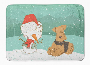 Dog and Snowman Christmas Machine Washable Memory Foam Mat - 652259283149