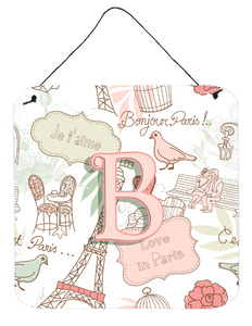 Monogram Letter Love in Paris Pink Wall or Door Hanging Prints - 615872983513