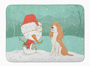 Dog and Snowman Christmas Machine Washable Memory Foam Mat - 652259283088