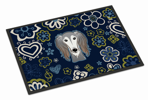 Blue Flowers Dog Art Indoor or Outdoor Mat - 638508609380
