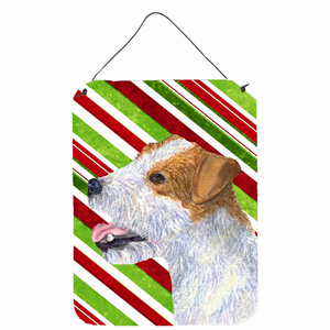 Candy Cane Holiday Christmas Design with Dog Wall or Door Hanging Prints - 615872623044