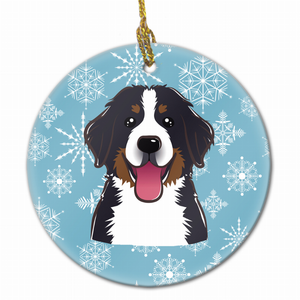 Snowflake Dog on Ceramic Ornament - 638508108951