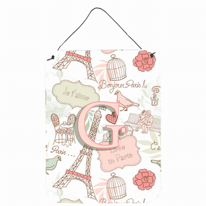 Monogram Letter Love in Paris Pink Wall or Door Hanging Prints - 638508027689