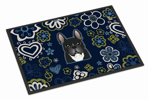 Blue Flowers Dog Art Indoor or Outdoor Mat - 638508609366
