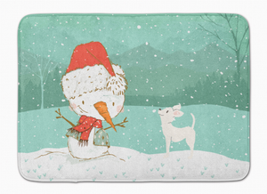Dog and Snowman Christmas Machine Washable Memory Foam Mat - 652259283187