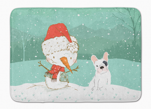 Dog and Snowman Christmas Machine Washable Memory Foam Mat - 652259283231