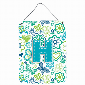 Flowers and Butterflies Monogram Letter Wall or Door Hanging Prints - 638508028464