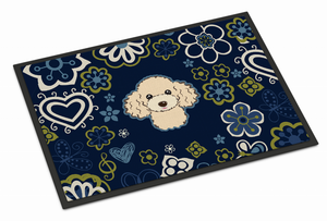 Blue Flowers Dog Art Indoor or Outdoor Mat - 638508610294
