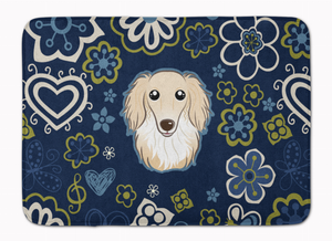 Blue Flowers Dog Art Machine Washable Memory Foam Mat - 638508642707