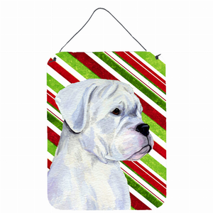 Candy Cane Holiday Christmas Design with Dog Wall or Door Hanging Prints - 615872623099