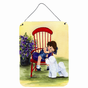 Little Girl with her Dog Wall or Door Hanging Prints - 615872612734