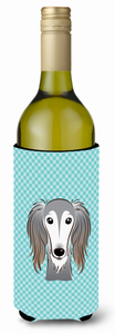 Checkerboard Design with Dog Wine Bottle Hugger - 615872917402