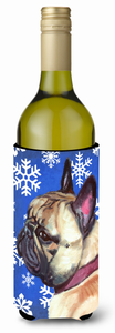 Winter Snowflakes Holiday Design with Dog Wine Bottle Hugger - 638508068958
