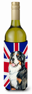 Dog with English Union Jack British Flag Wine Bottle Hugger - 615872827299