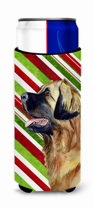 Candy Cane Holiday Christmas Design with Dog Ultra Hugger for slim cans - 615872734238