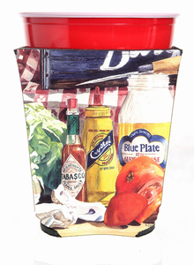 Blue Plate Mayonaise, Barq's and a tomato sandwich Red Solo Cup Hugger - 615872528301