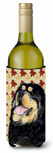 Fall Leaves Design with Dog Wine Bottle Hugger - 615872708178