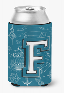 Monogram Letter Sea Doodles Alphabet Can or Bottle Hugger - 615872971107