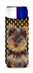 Candy Corn Halloween Design with Dog Ultra Hugger for slim cans - 615872866434