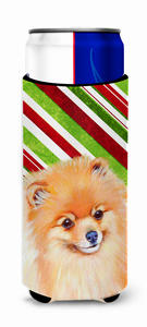 Candy Cane Holiday Christmas Design with Dog Ultra Hugger for slim cans - 615872734252