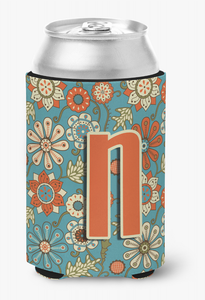 Monogram Letter Flowers Can or Bottle Hugger - 615872970667