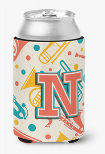 Monogram Letter Retro Musical Instruments Can or Bottle Hugger - 615872967810