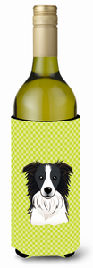Checkerboard Design with Dog Wine Bottle Hugger - 615872918140