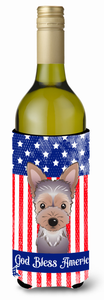 American Flag and Dog Wine Bottle Hugger - 638508210098